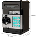 Miniatyrbild 3 av 7: Elektronisk spargris, Mini ATM lösenord sparbössa kontanter mynt sparbössa för barn, tecknad säker bankbox perfekt leksaks gåvor för pojkar flickor Black