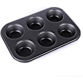 Miniatyrbillede 1 af 8: 6 Kopper Muffinbakke - Non-stick BPA Fri & Opvaskemaskine Sikker Cupcake Pan Sort