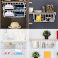 Miniatyrbillede 2 af 8: Under hylde opbevaringskurv, under skab hængende metaltråd opbevaringstråd kurv arrangør passer til dobbelte kroge til køkken pantry skrivebord bogreol skab