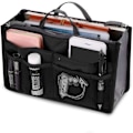 Miniatyrbillede 6 af 8: Dame Rejsetaske Slip Bag Håndtaske Organizer Pung Foret Kosmetik 13 Tasker Sort
