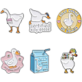 Miniatyrbilde 1 av 6: 6 stk Søte Gåsebokstav Lapel Pins Morsomme Ord Dyr Emalsje Pins Sett And Juice Box Brosjer Merker Klær Ryggsekk Dekorasjon For Barn Menn Kvinner