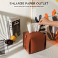 Miniatyrbillede 5 af 5: Læder Vævsæskeholder Rektangulær Kvadrat, Vævsæske Dækning Dispenser til Bil, Hjem, Badeværelse, Soveværelse, Kontor, Natborde, Skriveborde og Borde (04 Brun)