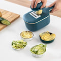 Miniatyrbillede 3 af 5: Rustfrit Stål Grøntsags Skærer Slicer Skræller Opbevaringskurv Rivjern Køkkenredskab til Kartoffel Gulerod Ost, Marineblå