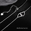 Miniatyrbilde 4 av 6: Interlock Hjerte Sterling Sølv Hengesmykke for Tenåringsjenter Sjarmerende Uendelig Evighet Kjærlighet Choker Halskjeder Søt Initial Hjerte Justerbar Kjede