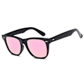 Miniatyrbillede 1 af 3: Sorte Wayfarer Solbriller Pink Mirror Linse Sort