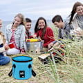Miniatyrbillede 8 af 8: Foldbar Spand - Foldbar Camping Opbevaringsbeholder Sammenklappelig Spand 12L Bærbar Let Spand til Camping Rejser Fiskeri Sejlads og Havearbejde 12l Blue
