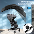 Miniatyrbillede 4 af 7: Universal Barnevogn Parasol 360° Justerbar Stroller Parasol UPF 50+ Solbeskyttelse Stroller Parasol med Justerbar Klemme Black