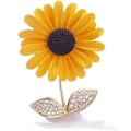 Miniatyrbild 1 av 7: Solros emalj pin strass växt blomma brosch krage pin krage halsduk kläder accessoarer present smycken för kvinnor flickor