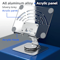 Miniatyrbilde 2 av 4: Tablettstativ. 360° Rotasjon Justerbar Tablett Holder, Foldbar Aluminium Skrivebord iPad Stativ Dokk for iPad Pro/Mini/Air, iPhone Silver