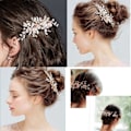Miniatyrbilde 5 av 7: Bryllupshårklipp Hårtilbehør for kvinner Håndlaget Blomst Rhinestone Hodeplagg Hårnåler for Brud Brudesvenn Jenter