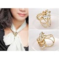 Miniatyrbild 6 av 6: Elegant Modern Enkel Design Dam Trippel-Ring Diamante Metallisk Silke Scarves Clip Scarf Ring Chiffon Spänne Gold