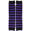 Pikkukuva 3 / 5: Pitkät neulotut lapaset Polvenkorkuiset raidalliset sukat Legginsit Juhlapuvun tarvikkeet 2 parin setti, Musta ja Violetti, Yksi koko Violetti Purple