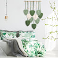 Miniatyrbild 7 av 7: Macrame väggbonad grön blad tofsväv Boho Chic väggdekor handgjord vävd bomullstångsväv estetisk bohemisk väggkonst för sovrum