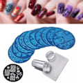 Miniatyrbillede 2 af 5: 10 stk. Stemplingsplader + Klar Silikon Stempel + Skraber Neglekunst Billede Stempling Værktøj Manicure Skabelon