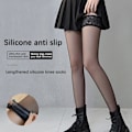 Miniatyrbillede 1 af 9: Ultratynde rene uelastiske nylonstrømper, sexede silke retro lårhøje sorte strømper i én størrelse black one-size