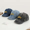 Pikkukuva 2 / 7: Pikkulapselle tyttö ja poika söpö kaivinkone-kirjonta baseball-lippis Lapset säädettävät puuvillapesut vintage-cowboy-hattu lippikset Black