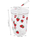 Miniatyrbilde 2 av 7: Glasskrus med sugerør og lokk, 300ml drikkekopp glass vannflaske gjenbrukbar drikkevannsglasskopp for kald drikke kaffe