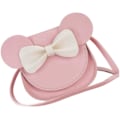 Miniatyrbild 1 av 3: Liten flicka axelväska rosett flik mini handväska söt musöron crossbody PU väska, lämplig för 2-10 år gammal (rosa)