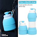 Pikkukuva 5 / 5: 580 ml, Suulakepullo, Joustava Taitettava Uusiokäyttöinen Vedenpullo, Taitettava Urheilupullo, Silikoninen Taitettava Vedenpullo