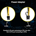 Miniatyrbillede 4 af 5: 6-polet Han til 8(6+2) polet Han PCIe Adapter Strømkabel Server Pci