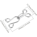 Pikkukuva 3 / 5: 50 kpl Ompelettavat Koukut ja Silmät Sulkemiseen - [ 29mm x 11.5mm ] Kupari Rintaliiveille, Housuille, Vaatteille DIY Käyttöön | Hopea Sävy