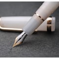 Miniatyrbillede 6 af 8: Celluloid Fyrfjerpen Akryl Blækpen med Blæk Konverter (Fin Nib, Guld Klips - Transparent Hvid)