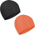 Miniatyrbillede 1 af 7: 2 stk Elastiske Badehætter Komfortable Anti-Slip Stof Badehætter Letvægts Badehætter til Kvinder Mænd Børn til Svømning Black, Orange