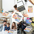 Miniatyrbillede 3 af 8: Bordberegner 2 stk., Farverig Beregner med 12-cifret Display, Standard Funktionsberegner med Store Tastaturknapper