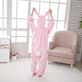 Pikkukuva 4 / 7: Syksy- ja talvi-flanelipuku miehille ja naisille, tähti-kani Koni-kani piirretty yhden osan pyjamapari kotikäyttöön Pink 140cm