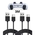 2-pack 3m 3 meter laddningskabel - för PS5/ Playstation 5 USB-C svart