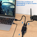 Miniatyrbillede 3 af 5: Ethernet Splitter 1 til 2 Adapter RJ45 Splitter til Cat5/5e/6/7 RJ45 1 Han til 2 Hun 100Mbps Højhastigheds LAN Distributor Stik med USB