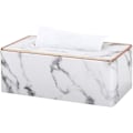 Miniatyrbillede 1 af 4: Vævæskeskrin Cover i PU Læder Rektangulær Vævæskeskrin Holder til Hjemmet eller Kontoret Marble