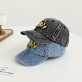 Pikkukuva 7 / 7: Pikkulapselle tyttö ja poika söpö kaivinkone-kirjonta baseball-lippis Lapset säädettävät puuvillapesut vintage-cowboy-hattu lippikset Light Denim