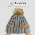 Miniatyrbilde 4 av 5: Beanie-luer for kvinner, vinterluer for damer, termiske varme vinterluer for kvinner utendørs sport med avtakbar pompom