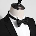 Miniatyrbilde 2 av 6: Archic Black Selvbinding Sløyfer for Menn Selvbinding Sløyfe Solid Ensfarget Smoking Bryllup Sløyfer