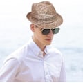 Pikkukuva 6 / 6: Naisten ja miesten säihkyvä ontto fedora-aurinkolippis, taitettava ja pakattava trilby-panama kesärantahattu