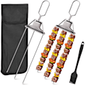 Miniatyrbilde 1 av 5: 3-veis Grillspyd, BBQ Tilbehør 3-tann BBQ Grillspyd Rustfritt Stål Grillspyd Kebab Pinner