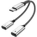 Miniatyrbilde 1 av 5: USB-C Splitter med PD 60W Rask Lading og Dataoverføring (Støtter digitale hodetelefoner, IKKE for skjerm), USB-C til USB-C Hunnadapter