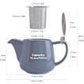 Miniatyrbilde 4 av 5: Porselen tekanne med SLS-lokk og avtakbar infuser, 550 ml / 18,6 oz keramisk tekanne for blomstrende og løse bladte Grey