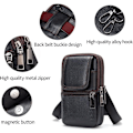 Miniatyrbild 4 av 8: Mobiltelefon axelväska läder svart, herr mobiltelefon midjeväska med klämma, smartphone axelhölster läder crossbody