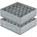 Miniatyrbillede 1 af 8: 2 stk Skuffeorganisatorer 24 Rum Sok Organiser Foldbar Undertøjs Skuffe Organiser Stof Skuffedeler Garderobe Opbevaring