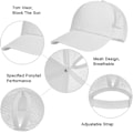 Pikkukuva 3 / 5: Baseball-lippis miehille ja naisille, kesä, hengittävä, ontto, avoin verkko, unisex, poninhäntä, urheilulliset trucker-lippikset, säädettävät ulkoilulippikset, valkoinen