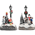 Miniatyrbilde 1 av 5: 2 stk Julenisselandsbyhus - Ut salg - Julebordpynt - Harpiks - Julscenehus - Bydekorasjon til julefestgaver (uten batteri)