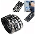 Miniatyrbilde 1 av 5: Punk Rock Nitt Multi-Lag  Sirkel Stud Kjede Lær Armbånd