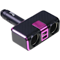Miniatyrbilde 3 av 3: Bilstøpsel med Sigaretttenner 1 til 2 Billader med 2xUSB-port 100W Rask Lading Billader for 12-24V Kjøretøy Purple
