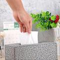 Miniatyrbild 7 av 7: Linne hushållskontor rektangulär pappershanddukshållare papperslådeöverdrag fodral servetthållare (grå)