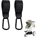 Miniatyrbillede 1 af 5: 2 stk. Barnevognsclips til tasker, Buggy Clips til barnevognssæt, Sorte barnevognskroge til tasker, PU-læder barnevognsclips til tasker, Velegnet til mor Diaper