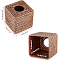 Miniatyrbillede 5 af 5: Rattan Firkantet Vævsæskeholder Dekoration Vævsarrangørboks Kube Vævspapirholderboks Vævsopbevaringskasse Dispenser Servietarrangør, Brun