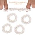 Pikkukuva 3 / 7: 4 kpl Helmi Hiussiteitä Valkoinen Helmi Scrunchie Elastinen Helmi Poninhäntäpidike Hiusnarut Hiuslisävarusteet Naisille ja Tytöille