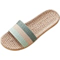 Miniatyrbillede 1 af 4: Dames Sliders Åbne Tå Slippers Sommer Hør Regnbue Bred Pasform Slides Sandaler Linned Slip On Hus Bambus Slippers Sko 4.5